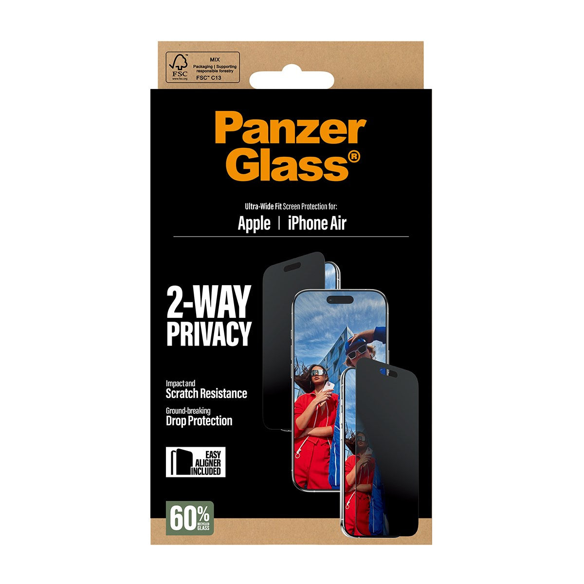 PanzerGlass® 2-Way Privacy Screen Protector iPhone Air | Ultra-Wide Fit w. EasyAligner